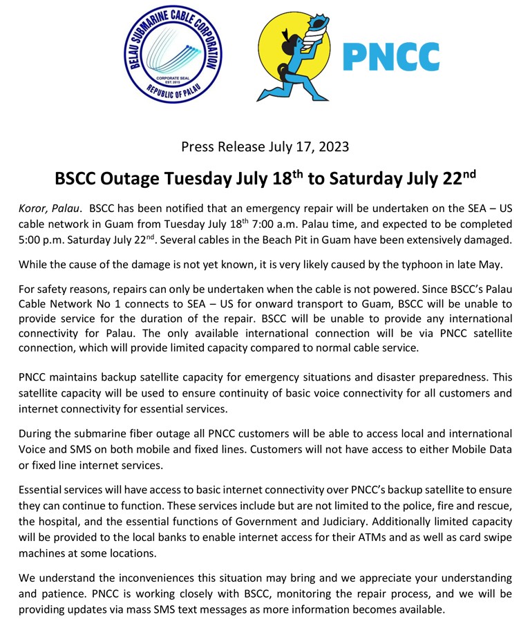 Bscc Outage Tuesday July 18 To Saturday July 22