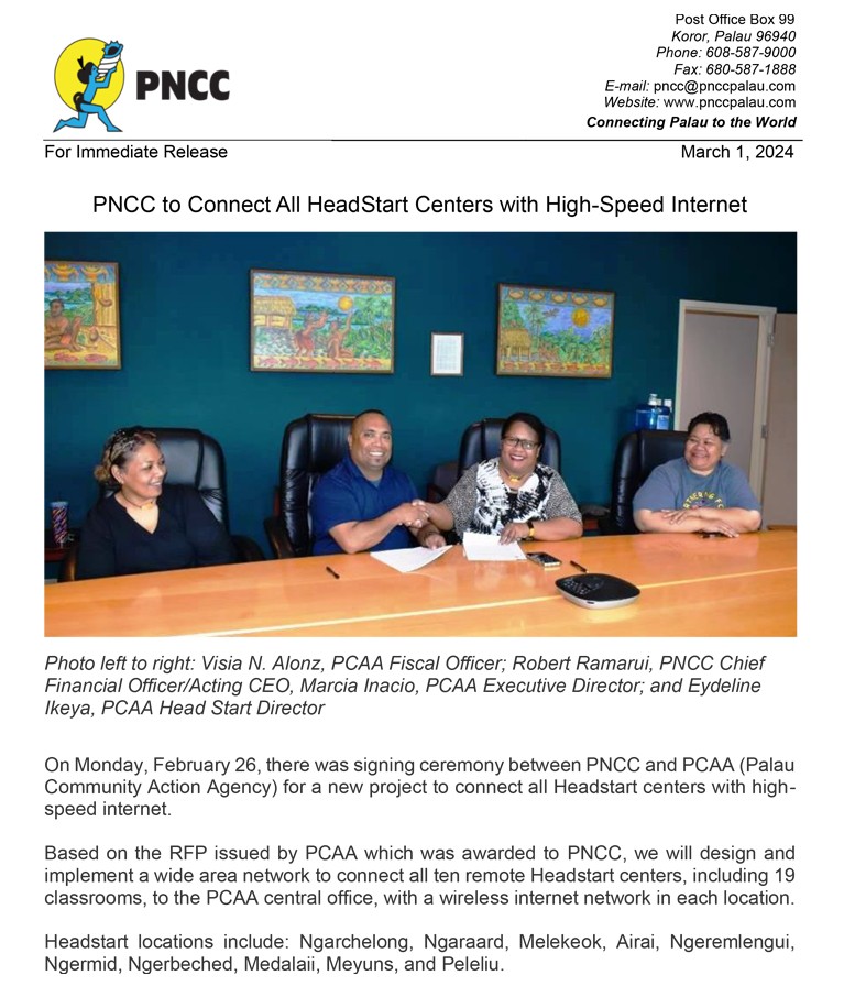 Pncc To Connect All Head Start Centers With High Speed Internet